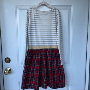•Crewcuts• Holiday Tartan Plaid/Gold Stripe Dress - Size 12